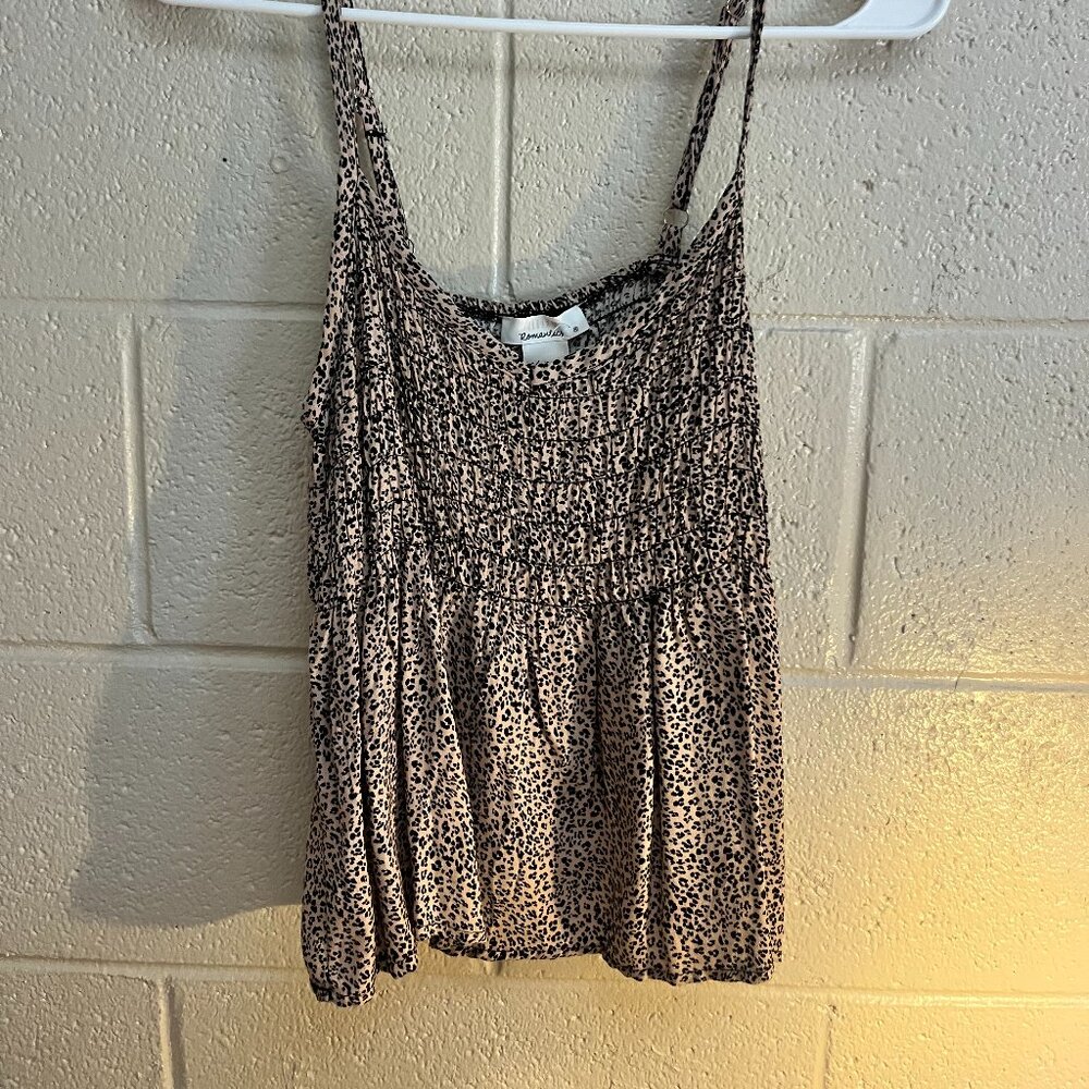 Leopard Print Spaghetti Strap Blouse